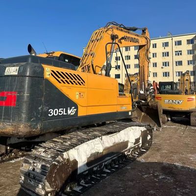 Κίτρινο Hyundai 305 Χρησιμοποιούμενος εξορυκτής ανασκαφής 198kw 1900rpm Δεύτερο χέρι κατασκευαστική μηχανή