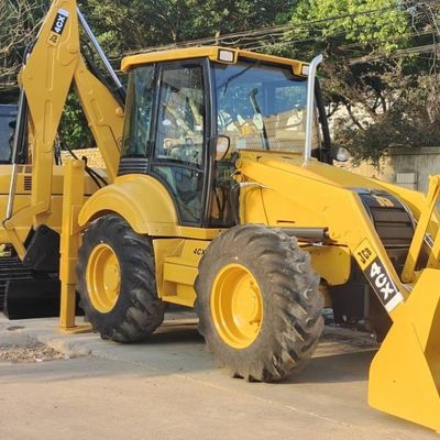 74.6kW JCB 4CX Χρησιμοποιούμενος φορτιστής Κίτρινος 4378kg Ανυψώτης μεταχειρισμένος φορτιστής backhoe τροχός Κινείται